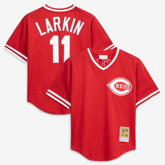 Barry Larkin Cincinnati Reds Mitchell & Ness Authentic Batting Practice Jersey - Red