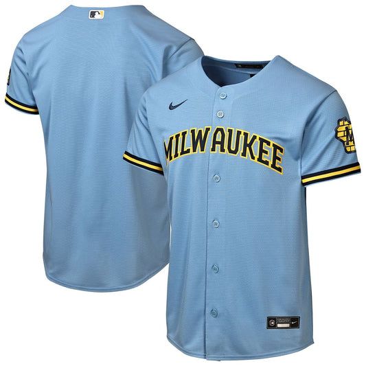 Milwaukee Brewers Nike Youth Road Stadium Jersey - Powder Blue