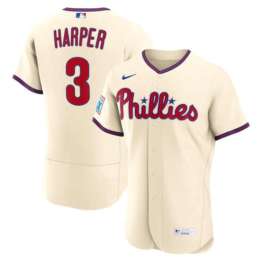 Bryce Harper Philadelphia Phillies Nike Alternate Authentic Sponsor Patch Jersey - Cream