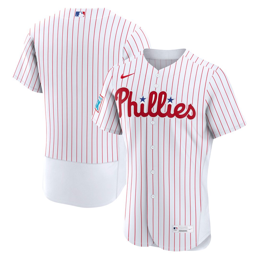 Philadelphia Phillies Nike Home Sponsor Patch Authentic Jersey - White