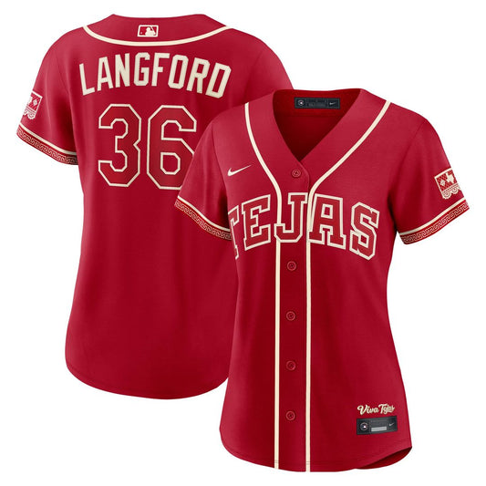 Wyatt Langford Texas Rangers Nike Women's 2026 City Connect Stadium Jersey - Red
