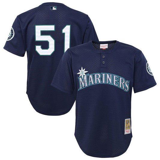 Ichiro Suzuki Seattle Mariners Mitchell & Ness Youth Cooperstown Collection Mesh Batting Practice Jersey - Navy