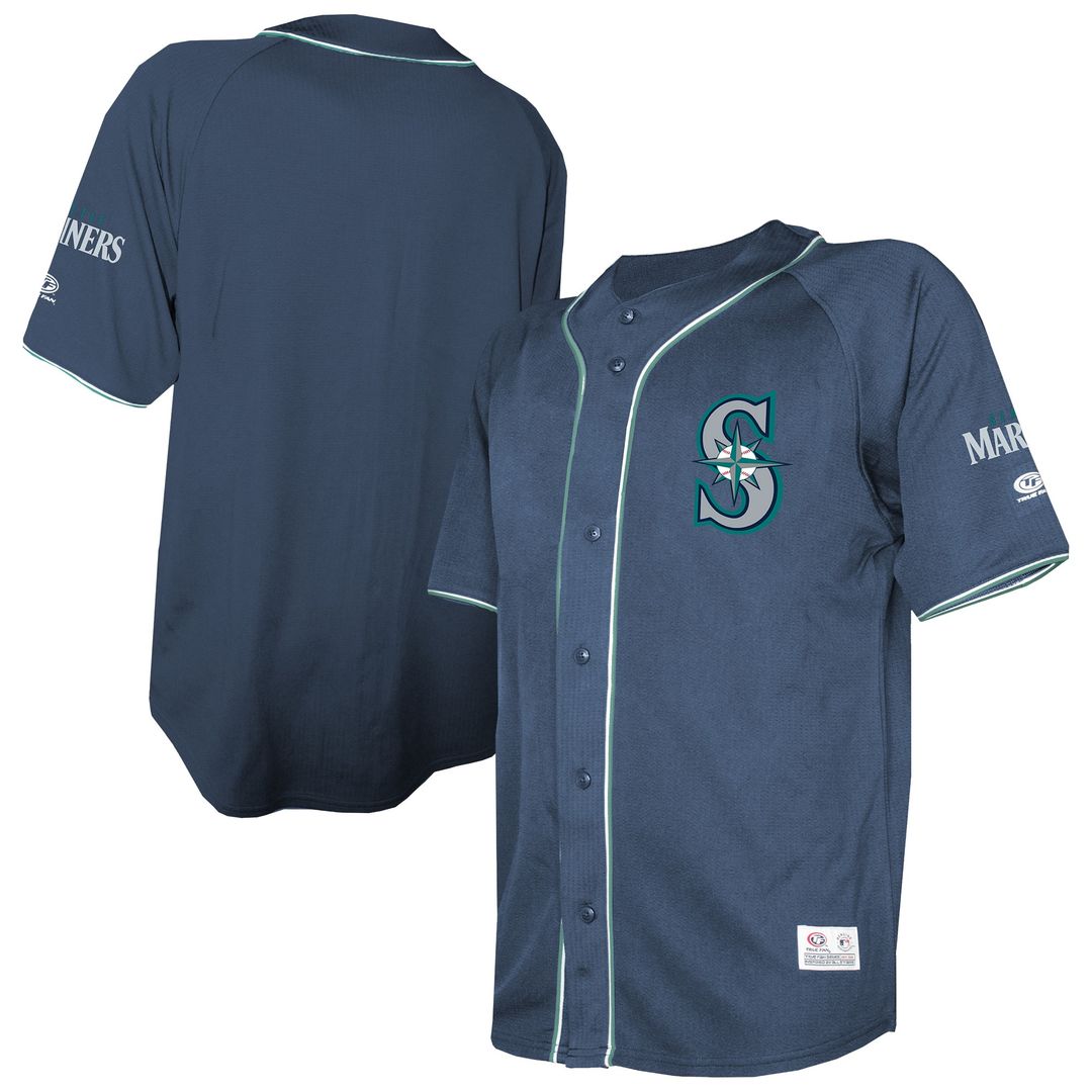 Seattle Mariners Stitches Team Color Full-Button Fashion Jersey - Navy