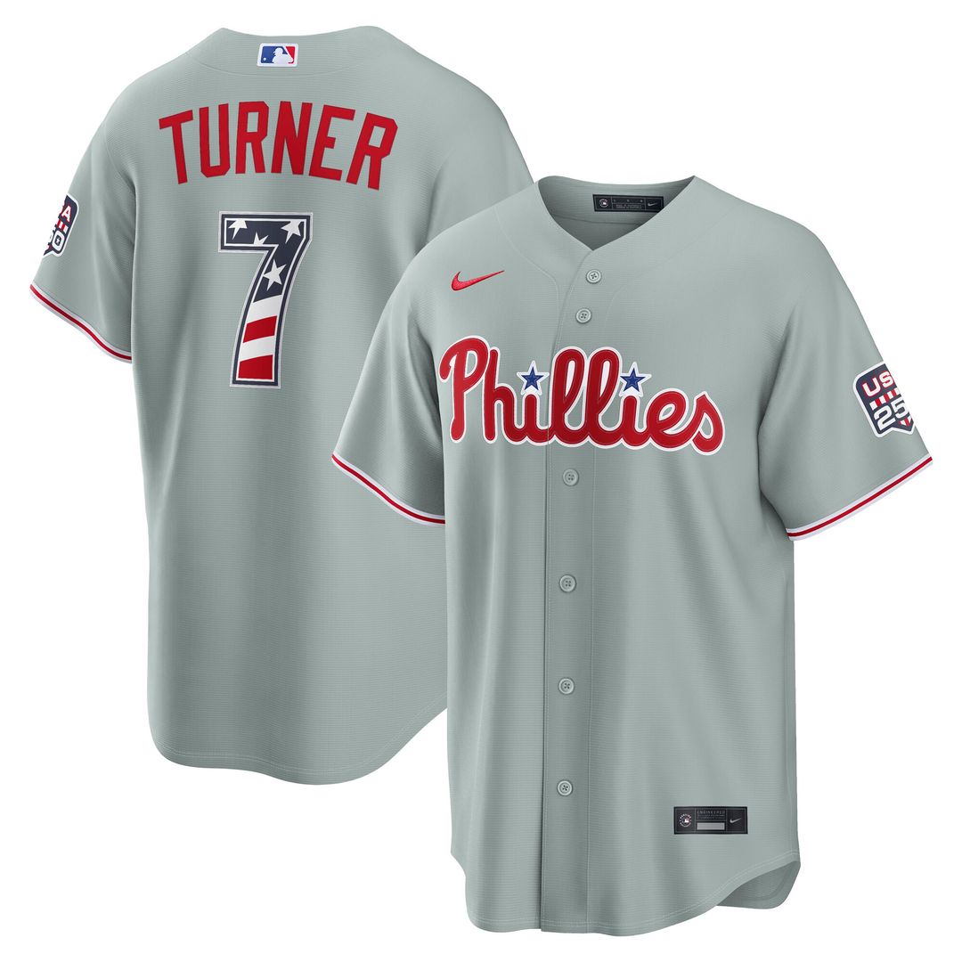 Trea Turner Philadelphia Phillies Nike USA 250 Fourth of July Road Stadium Jersey - Gray