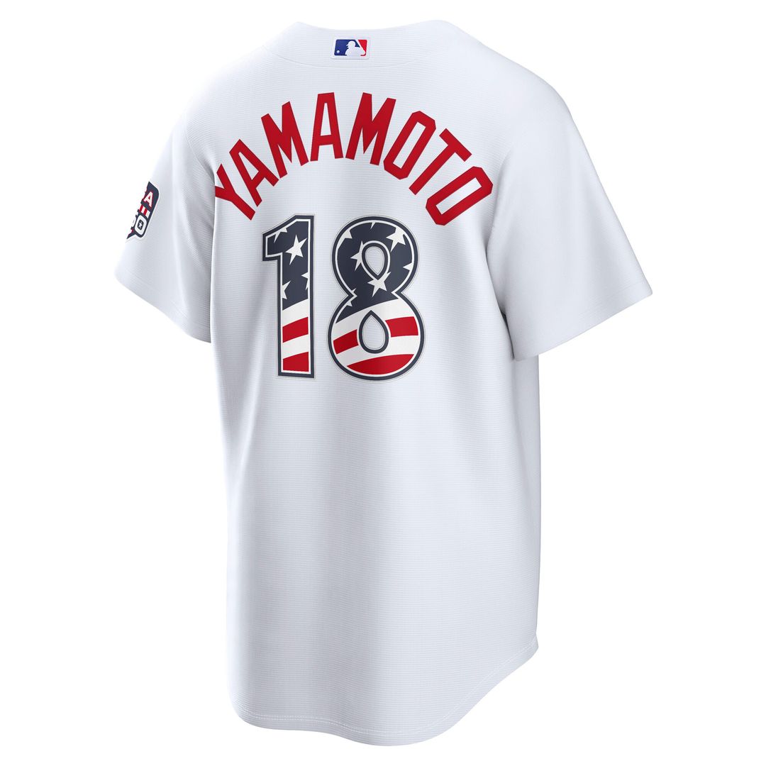Yoshinobu Yamamoto Los Angeles Dodgers Nike USA 250 Fourth of July Home Stadium Jersey - White