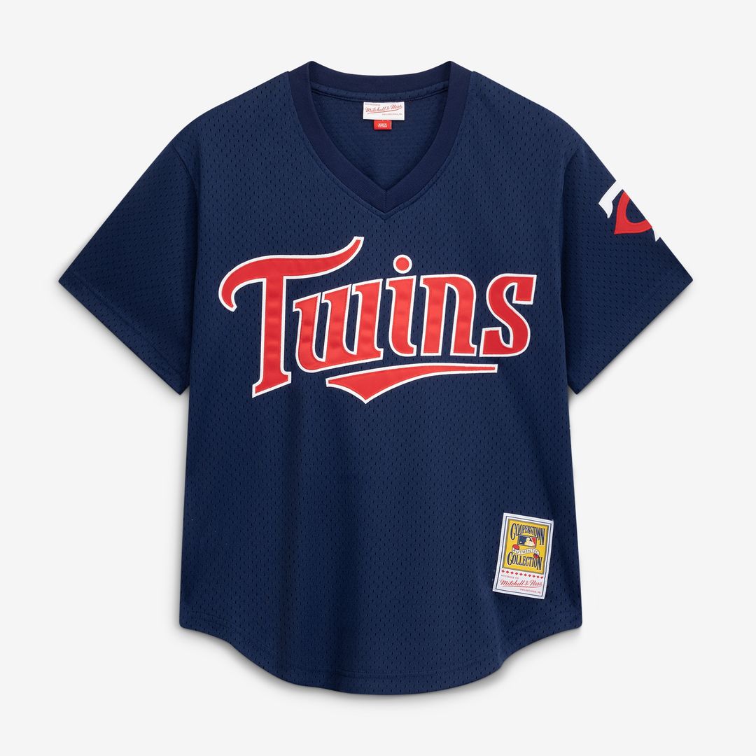 David Ortiz Minnesota Twins Mitchell & Ness 2002 Cooperstown Collection Mesh Batting Practice Jersey - Navy