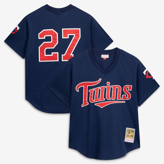 David Ortiz Minnesota Twins Mitchell & Ness 2002 Cooperstown Collection Mesh Batting Practice Jersey - Navy