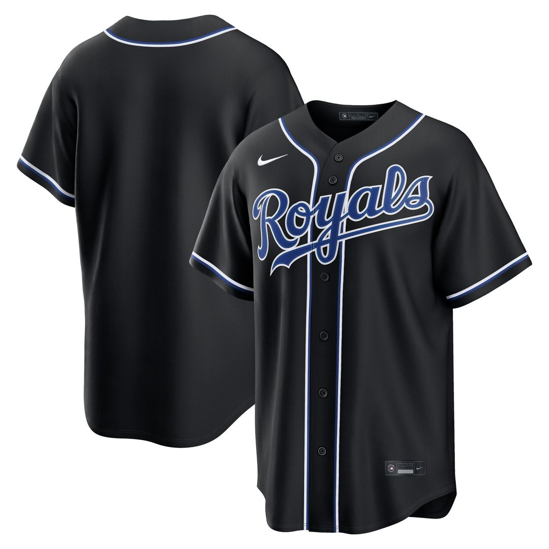 Kansas City Royals Nike Fashion Replica Black Out Jersey