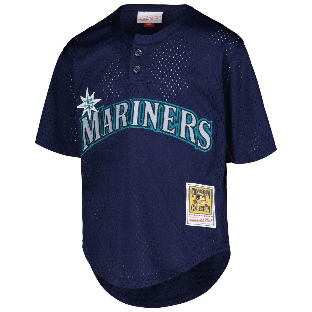 Ken Griffey Jr. Seattle Mariners Mitchell & Ness Youth Cooperstown Collection Mesh Batting Practice Jersey - Navy