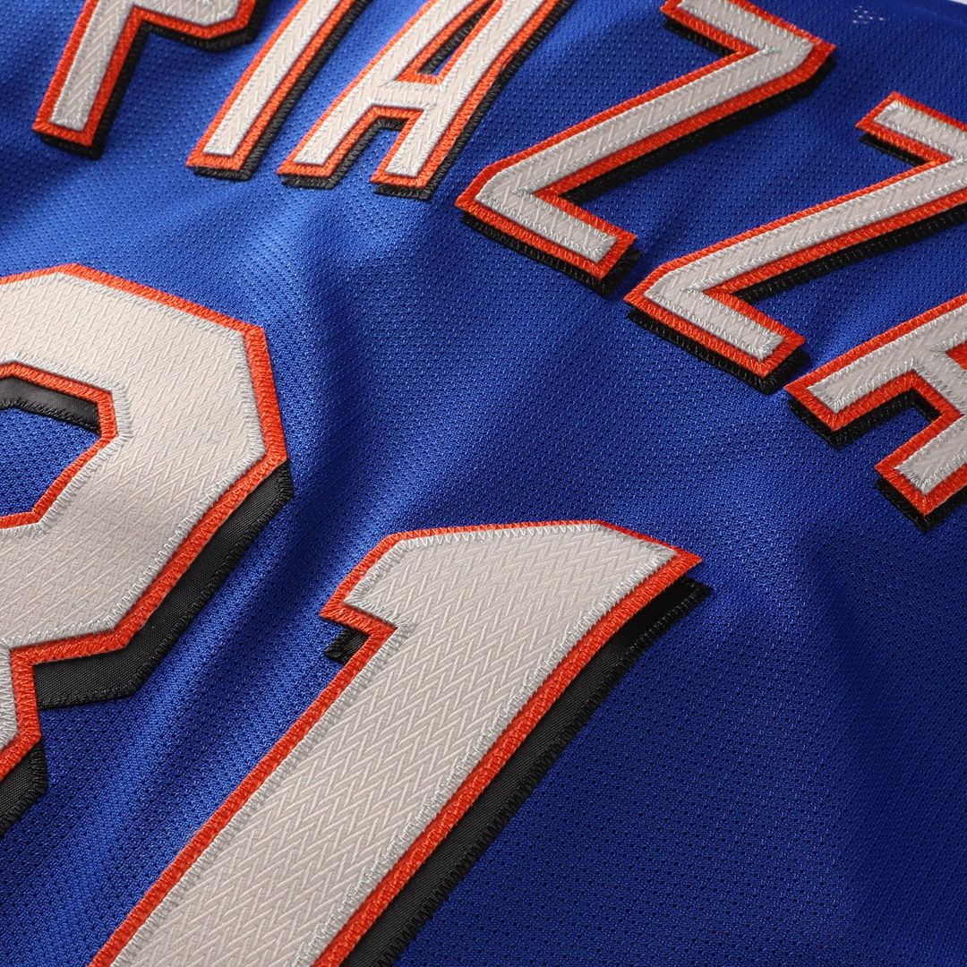 Mike Piazza New York Mets Mitchell & Ness Cooperstown Collection Mesh Batting Practice Button-Up Jersey - Orange