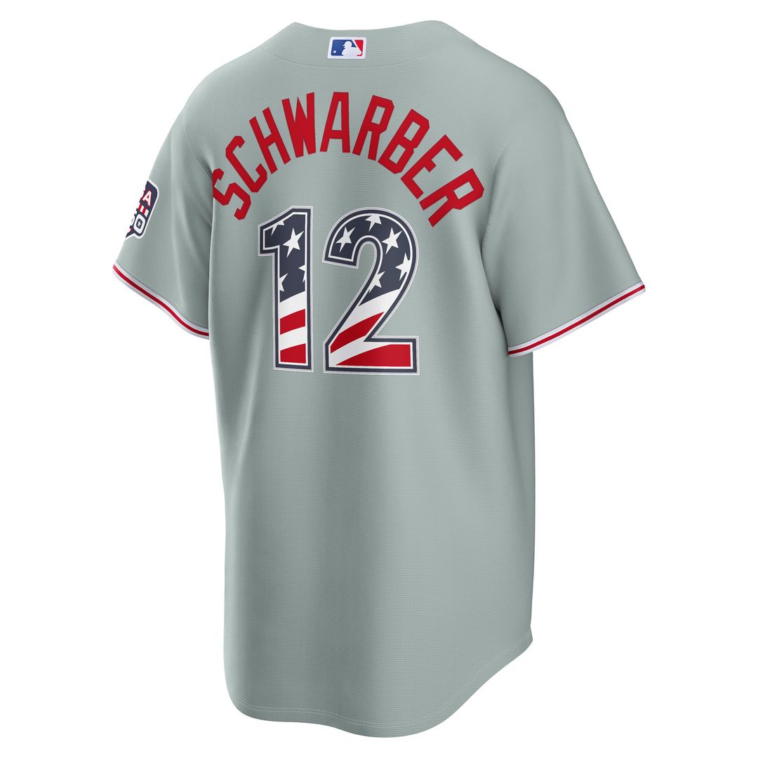 Kyle Schwarber Philadelphia Phillies Nike USA 250 Fourth of July Road Stadium Jersey - Gray