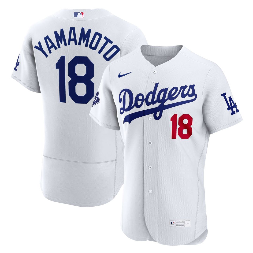 Yoshinobu Yamamoto Los Angeles Dodgers Nike Home Authentic Sponsor Patch Jersey - White