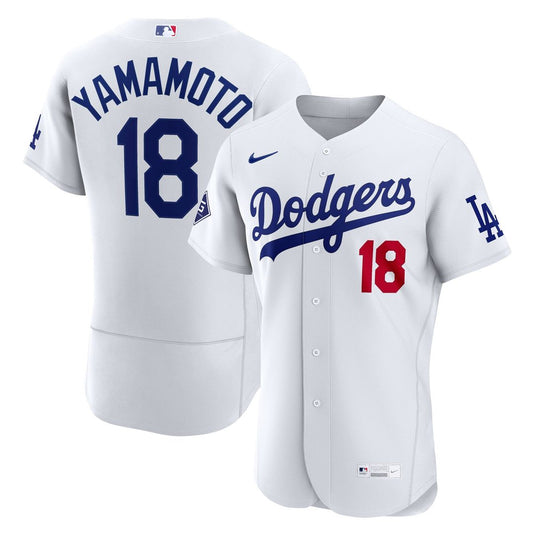 Yoshinobu Yamamoto Los Angeles Dodgers Nike Home Authentic Sponsor Patch Jersey - White