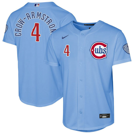 Pete Crow-Armstrong Chicago Cubs Nike Youth Alternate 2 Stadium Jersey - Light Blue