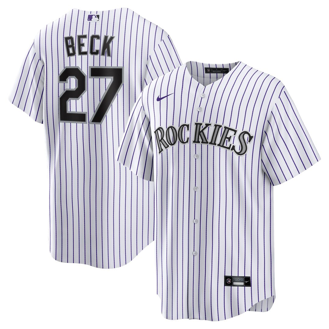 Jordan Beck Colorado Rockies Nike Home Replica Jersey - White