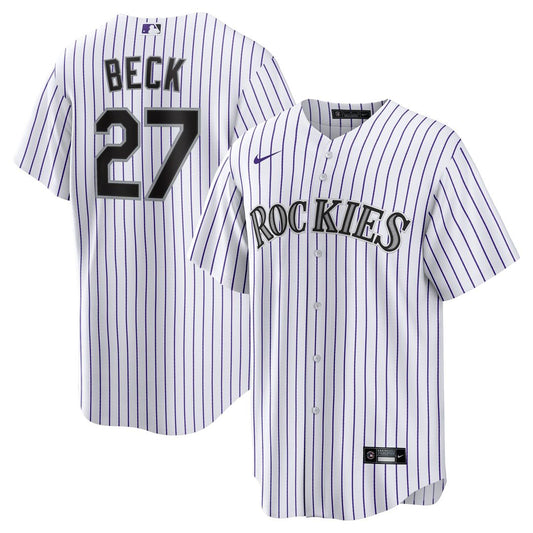 Jordan Beck Colorado Rockies Nike Home Replica Jersey - White