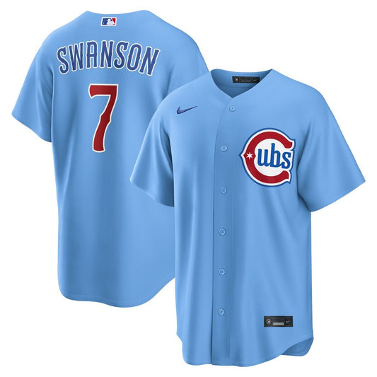 Dansby Swanson Chicago Cubs Nike Alternate Replica Jersey - Light Blue