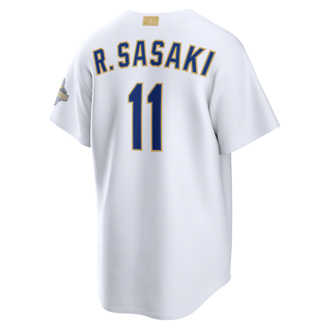 Roki Sasaki Los Angeles Dodgers Nike 2026 Gold Collection Stadium Jersey - White