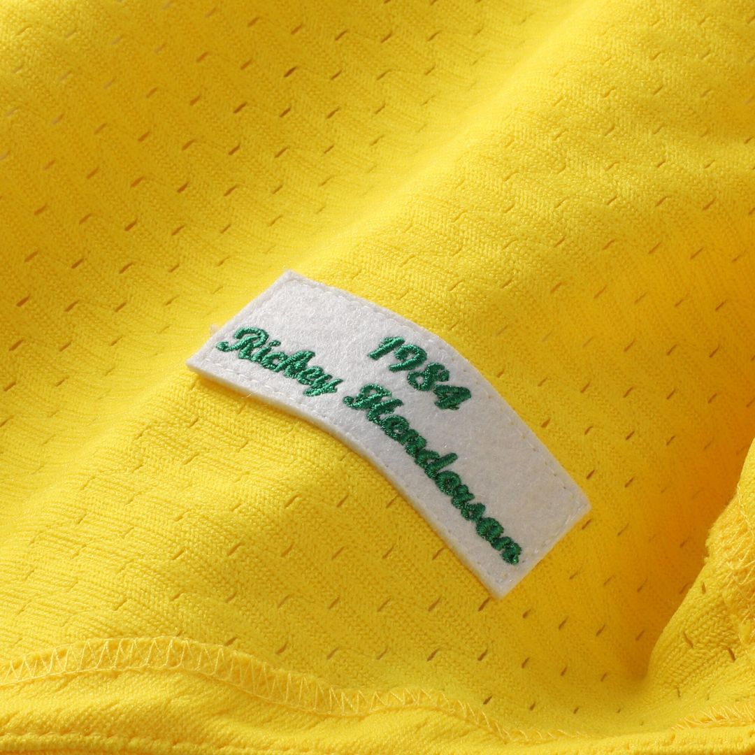 Rickey Henderson Athletics Mitchell & Ness Authentic Batting Practice Jersey - Yellow
