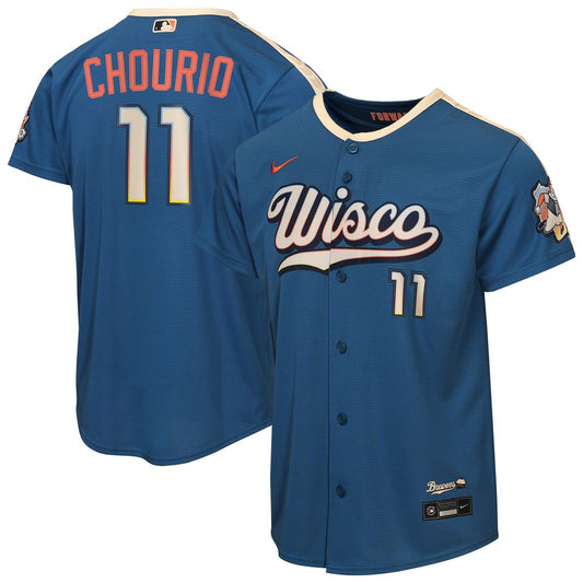 Jackson Chourio Milwaukee Brewers Nike Youth 2026 City Connect Stadium Jersey - Mineral Blue
