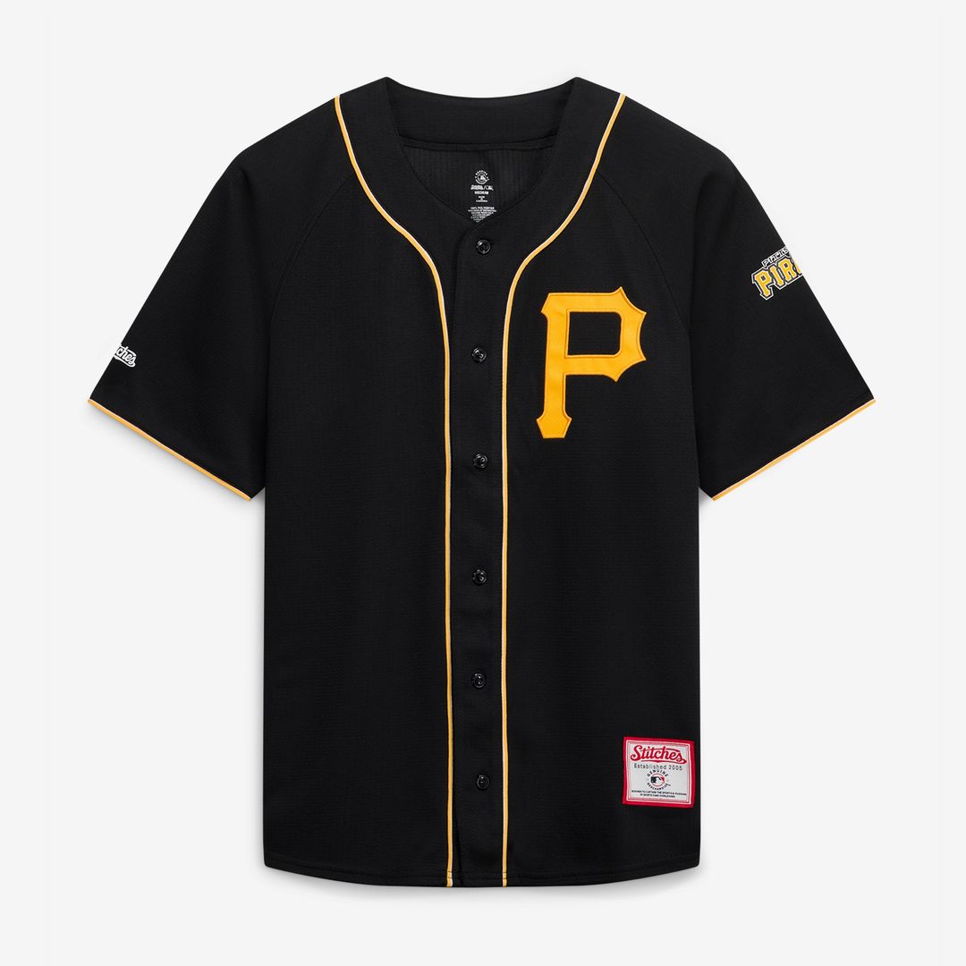 Pittsburgh Pirates Stitches Team Color Full-Button Fashion Jersey - Black