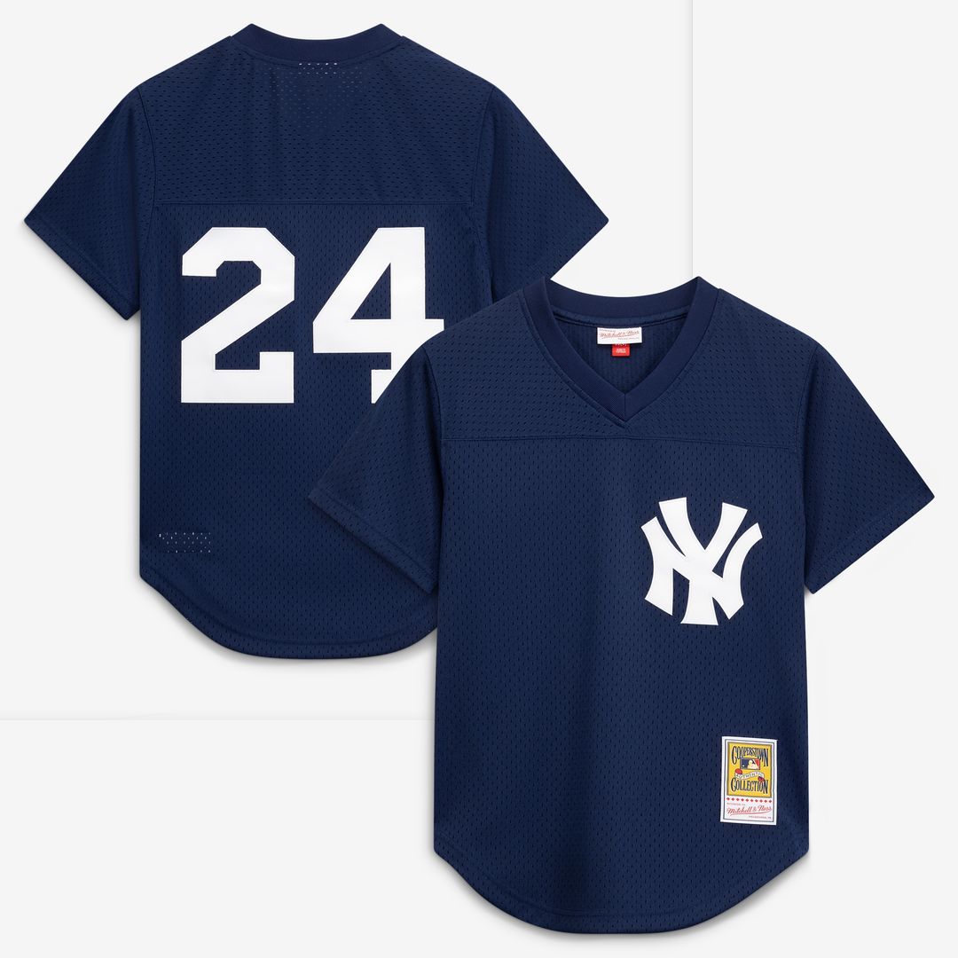 Rickey Henderson New York Yankees Mitchell & Ness Cooperstown Collection Mesh Batting Practice Button-Up Jersey - Navy