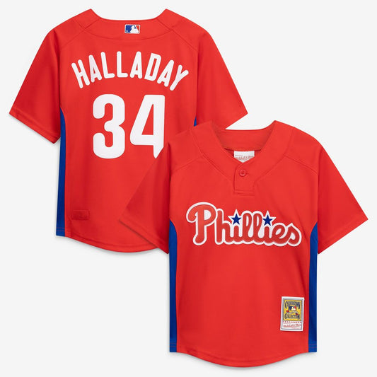 Roy Halladay Philadelphia Phillies Mitchell & Ness Preschool Cooperstown Collection Mesh Batting Practice Jersey - Red