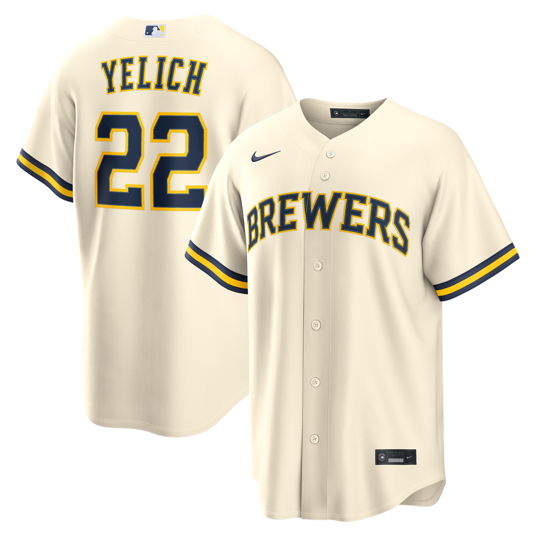 Christian Yelich Milwaukee Brewers Nike Home Replica Jersey - Cream