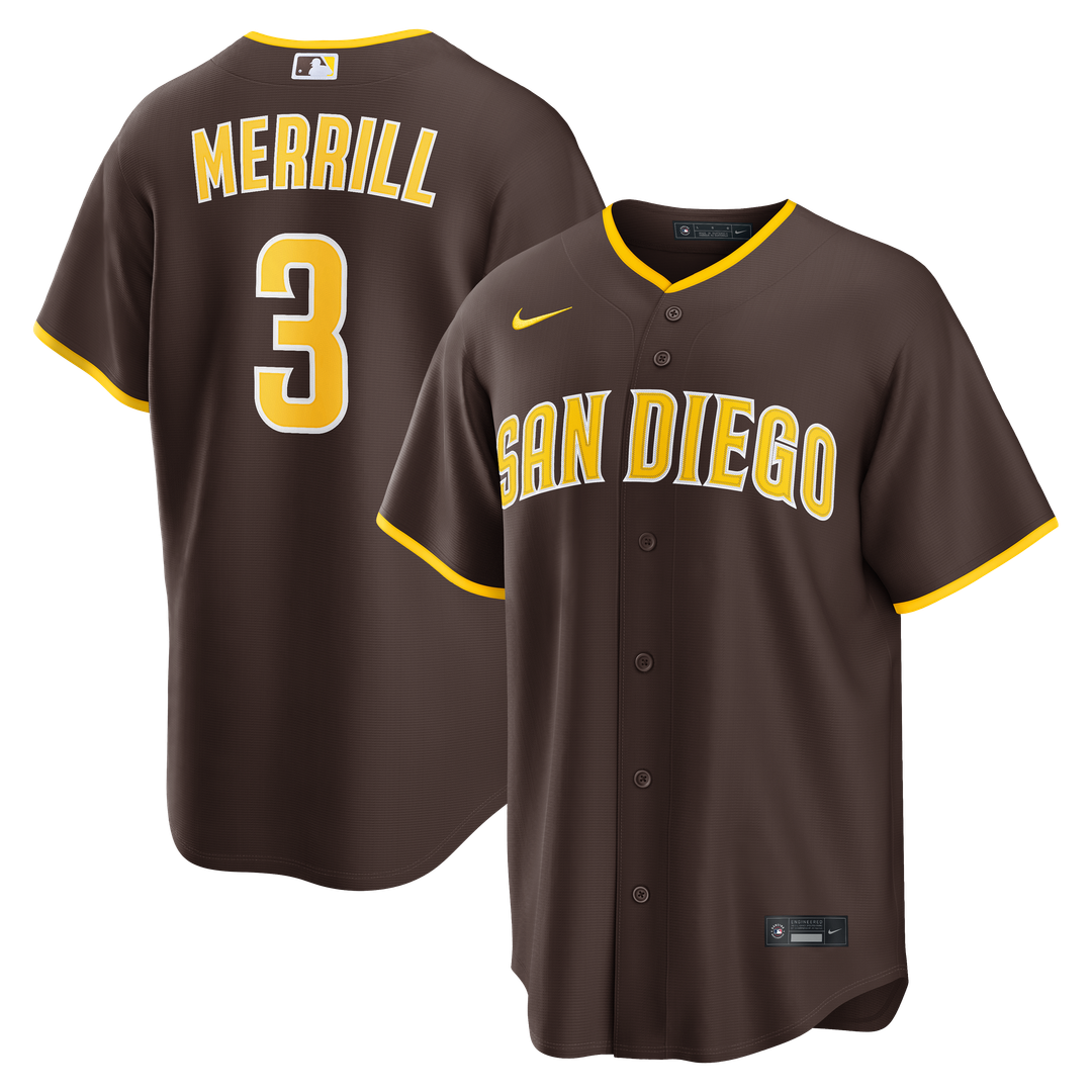 Jackson Merrill San Diego Padres Nike Road Replica Jersey - Brown