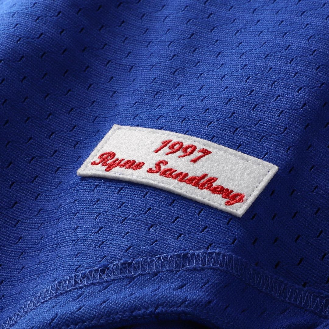 Ryne Sandberg Chicago Cubs Mitchell & Ness Cooperstown Collection 1997 Mesh Batting Practice Button-Up Jersey - Royal