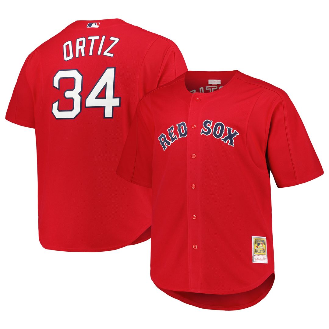 David Ortiz Boston Red Sox Mitchell & Ness Big & Tall Cooperstown Mesh Batting Practice Jersey - Red
