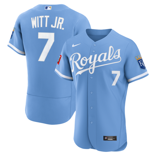 Bobby Witt Jr. Kansas City Royals Nike Alternate Authentic Sponsor Patch Jersey - Light Blue