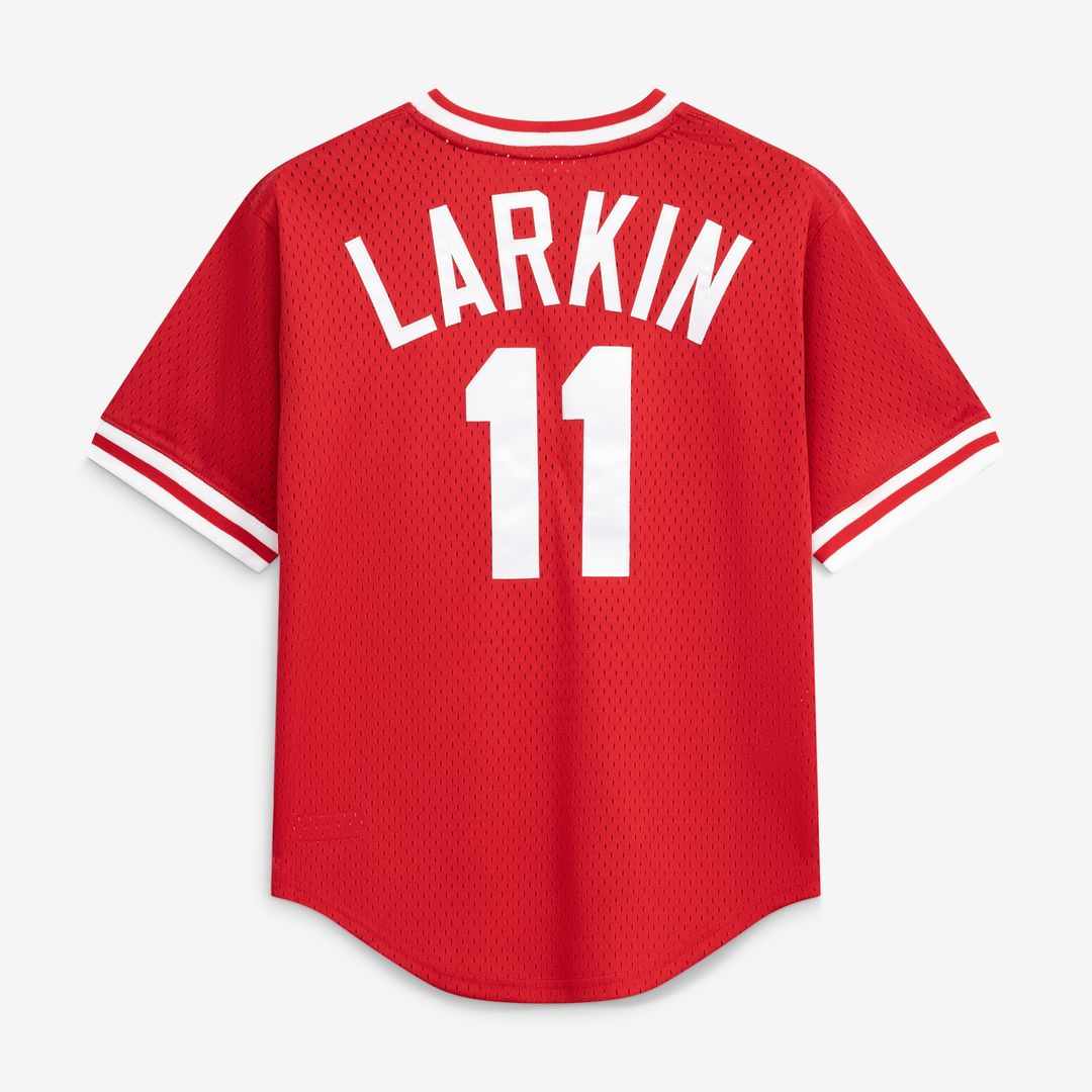 Barry Larkin Cincinnati Reds Mitchell & Ness Youth Cooperstown Collection Mesh Batting Practice Jersey - Red