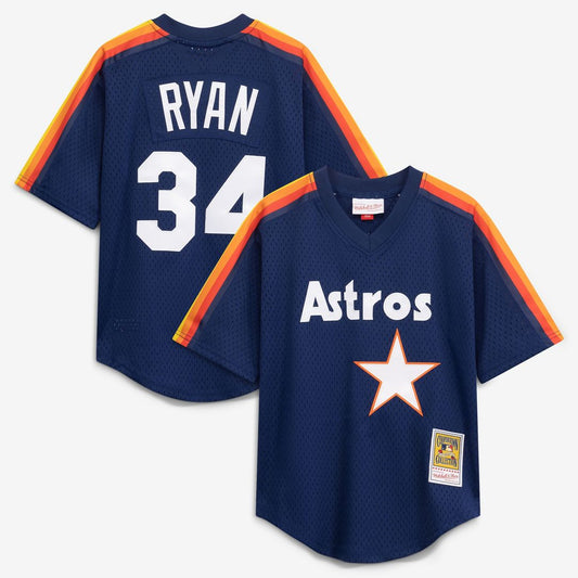 Nolan Ryan Houston Astros Mitchell & Ness Toddler Throwback Mesh Batting Practice Jersey - Navy