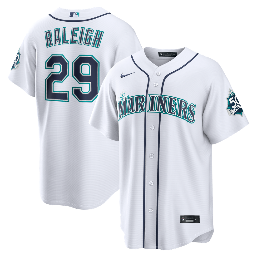 Cal Raleigh Seattle Mariners Nike  Home Stadium 50th Season Patch Jersey - White