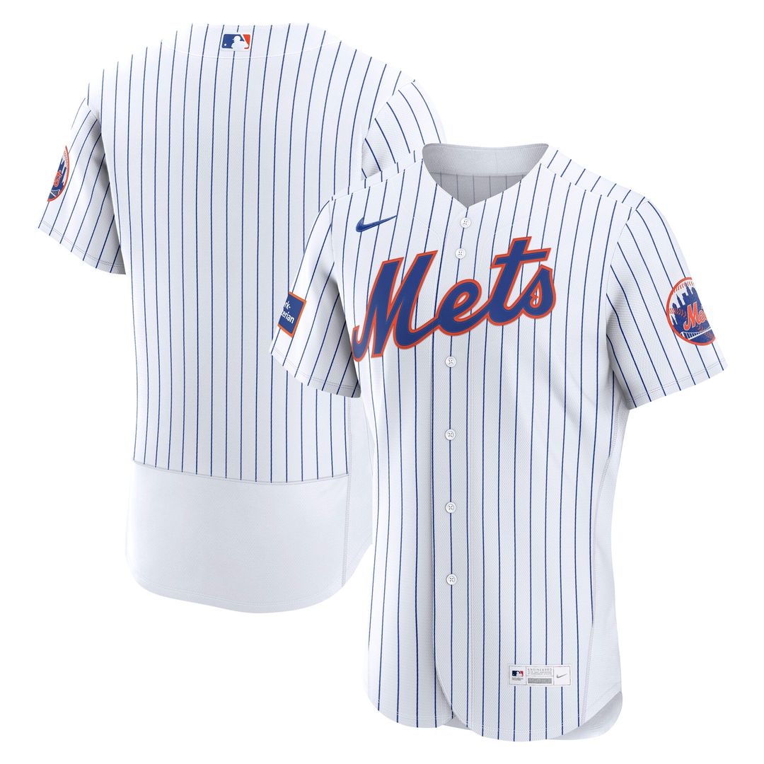 New York Mets Nike Home Sponsor Patch Authentic Jersey - White