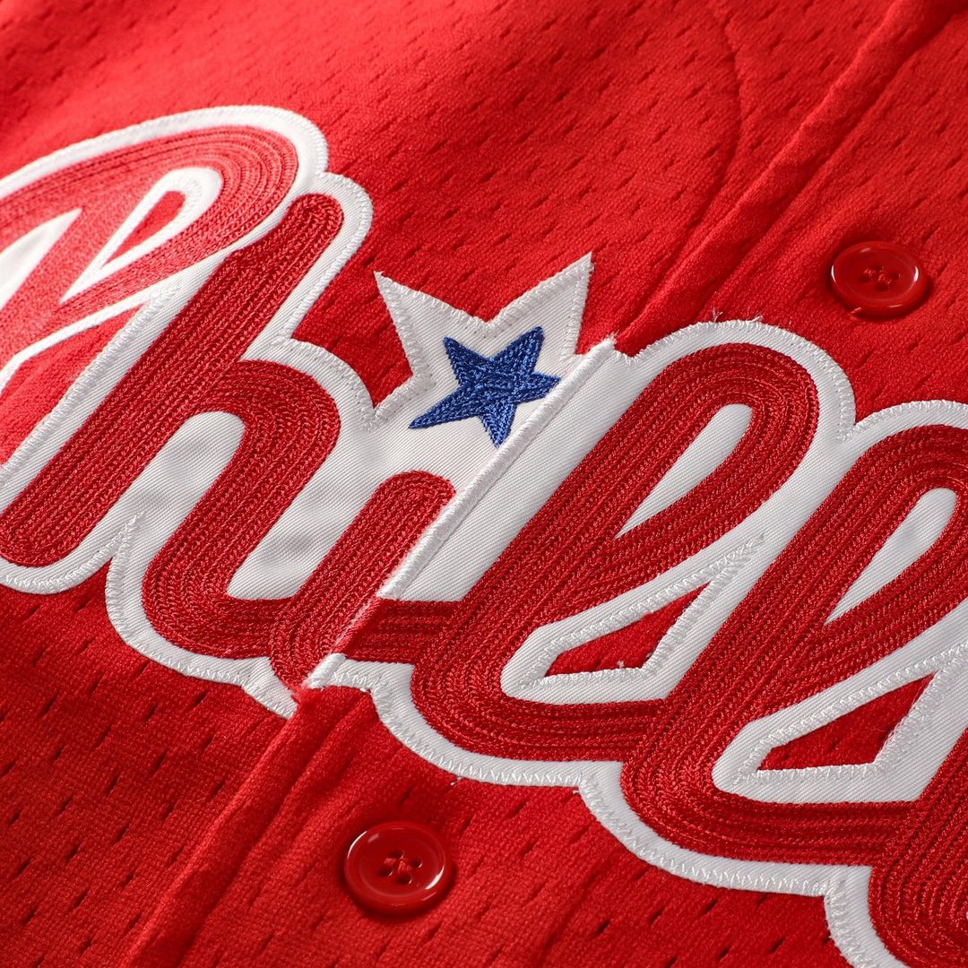 Jimmy Rollins Philadelphia Phillies Mitchell & Ness Cooperstown Mesh Batting Practice Button-Up Jersey - Red