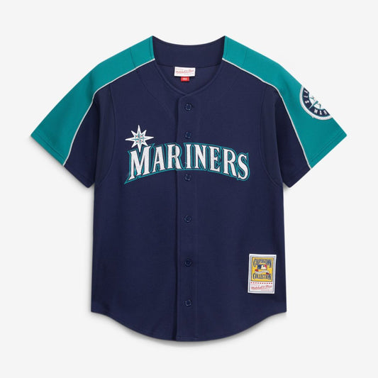 Ichiro Suzuki Seattle Mariners Mitchell & Ness 2006 Cooperstown Mesh Batting Practice Button-Up Jersey - Navy