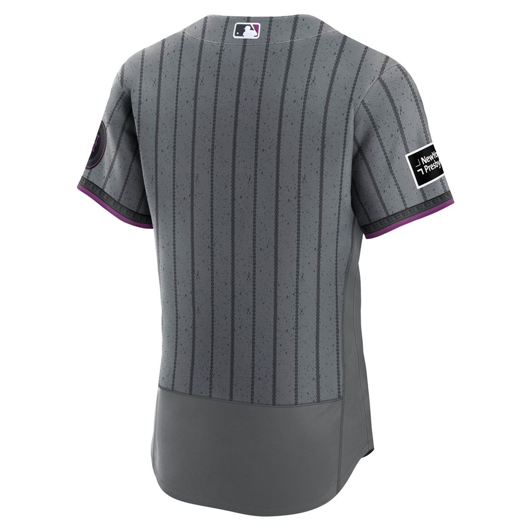 New York Mets Nike City Connect Authentic Sponsor Patch Jersey - Gray