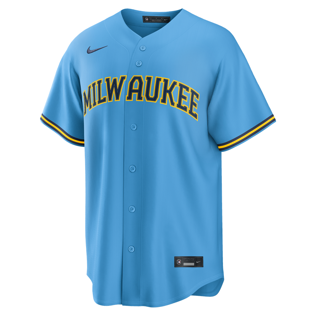 Jackson Chourio Milwaukee Brewers Nike Road Replica Jersey - Light Blue