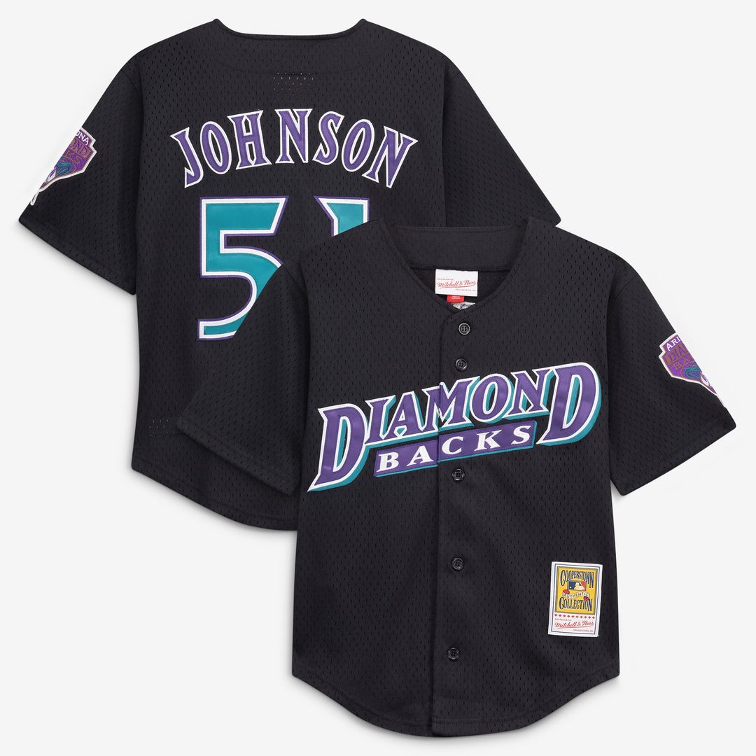 Randy Johnson Arizona Diamondbacks Mitchell & Ness Youth Cooperstown Collection Mesh Batting Practice Jersey - Black