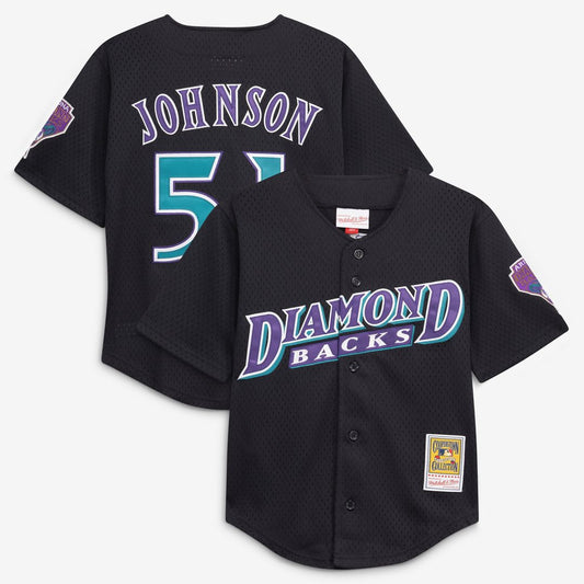 Randy Johnson Arizona Diamondbacks Mitchell & Ness Youth Cooperstown Collection Mesh Batting Practice Jersey - Black