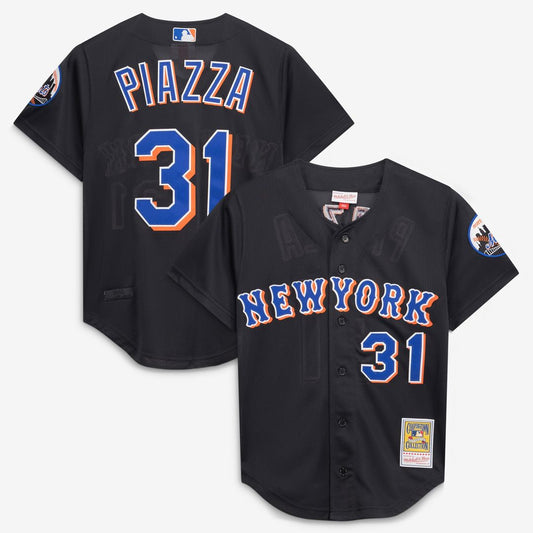 Mike Piazza New York Mets Mitchell & Ness Cooperstown Collection 2000 Batting Practice Jersey - Black