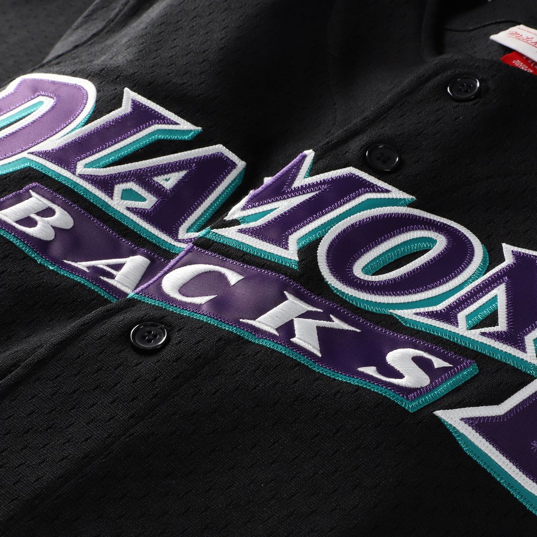 Randy Johnson Arizona Diamondbacks Mitchell & Ness Cooperstown Collection Mesh Batting Practice Button-Up Jersey - Black