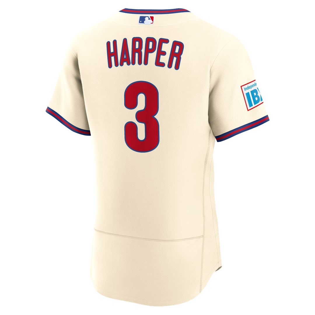 Bryce Harper Philadelphia Phillies Nike Home Authentic Sponsor Patch Jersey - White