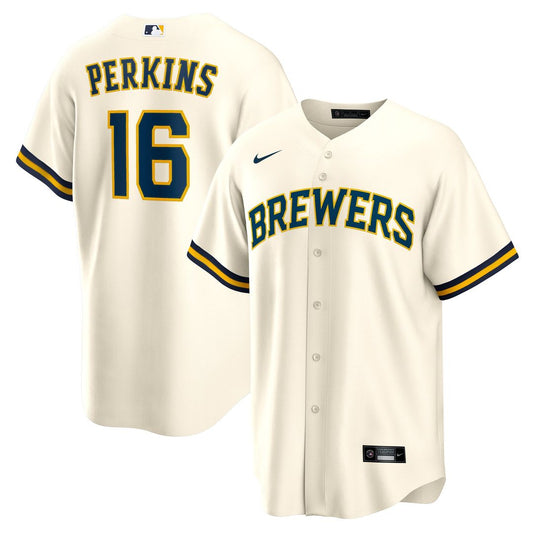 Blake Perkins Milwaukee Brewers Nike Home Replica Jersey - Cream
