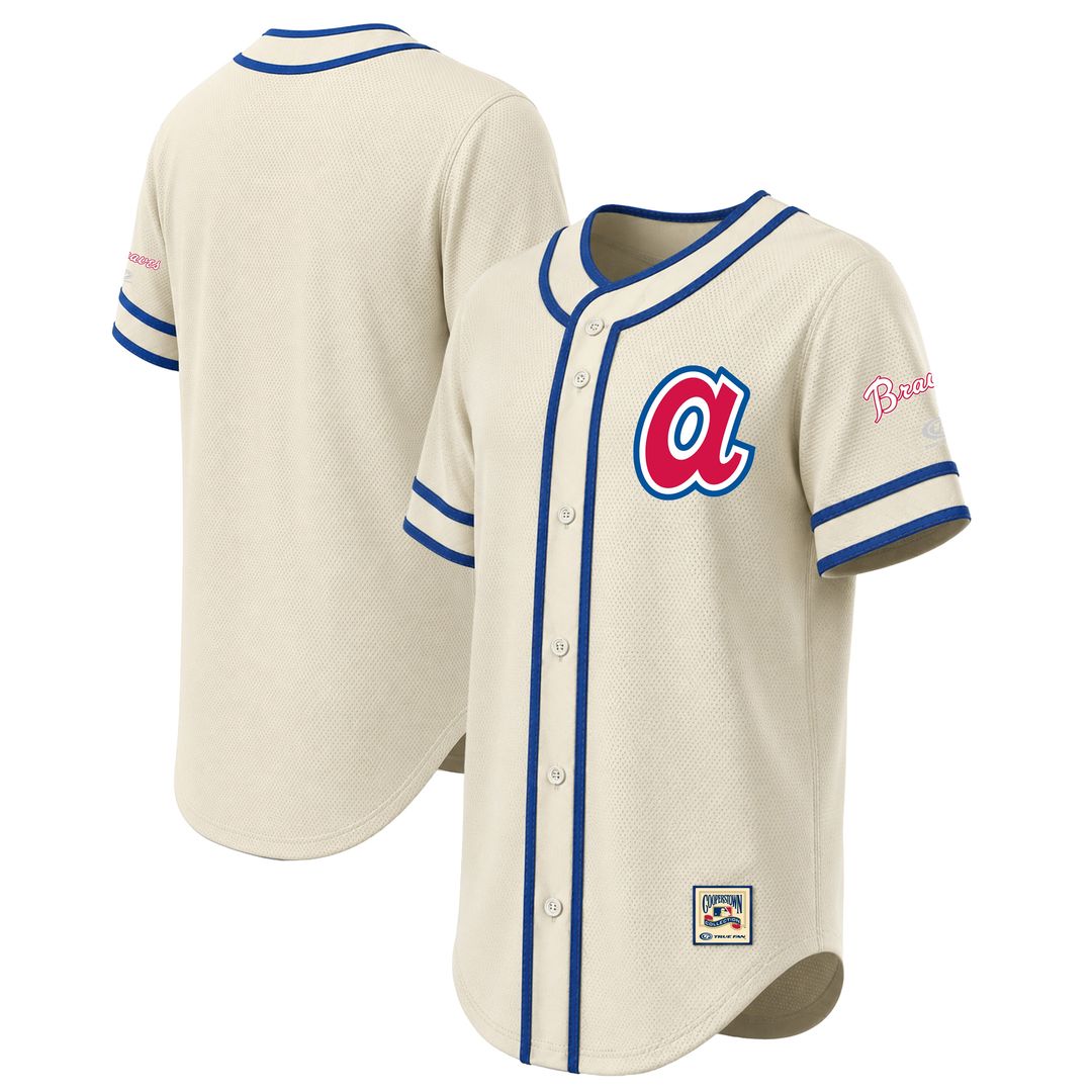 Atlanta Braves Stitches Throwback Fashion Jersey - Natural