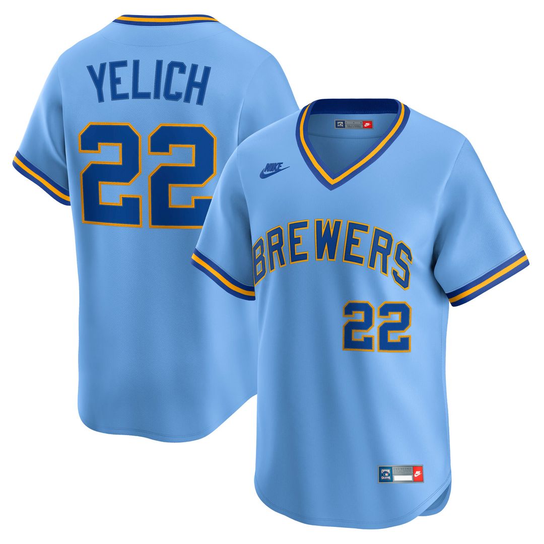 Christian Yelich Milwaukee Brewers Nike Cooperstown Collection Limited Jersey - Powder Blue