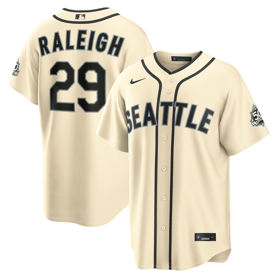 Cal Raleigh Seattle Mariners Nike Alternate Stadium Jersey - Cream