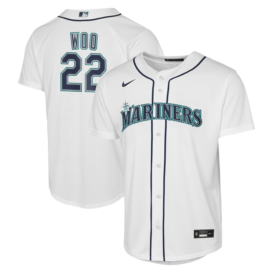 Bryan Woo Seattle Mariners Nike Youth Home Baseline Jersey - White